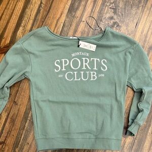 Garage Green Sports Club Sweatshirt new with tags xxs montauk off shoulder